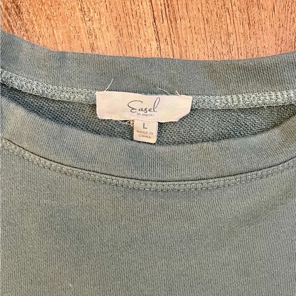 Easel Green Women’s Sweatshirt with Colorful Stripes - Picture 3 of 3